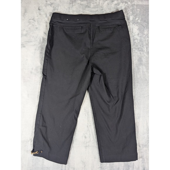 JM Collection Womens Black Cropped Trousers Gold Chain Hem Detail Size 12 - Picture 10 of 13